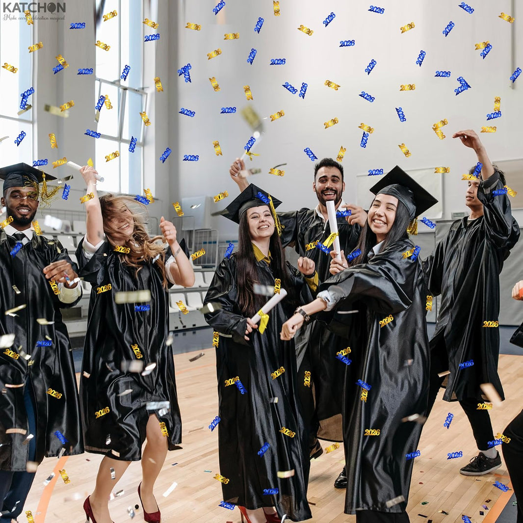 Graduation Confetti 2026 | Blue and Gold Confetti - Pack of 500 | Graduation Confetti for Table, 2026 Graduation Table Decorations, Graduation Table Decorations, KatchOn