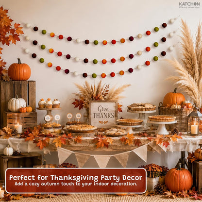 KatchOn, Pom Pom Garland - Pack of 3 for Fall Decorations, Fall Decor