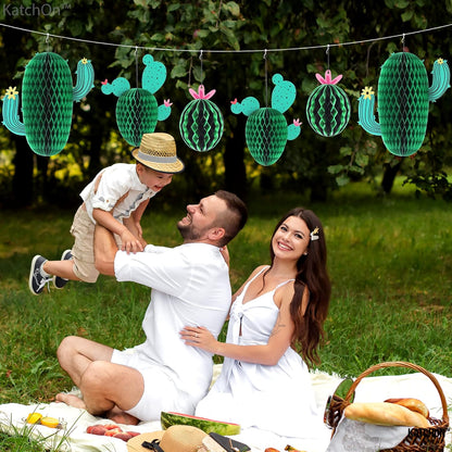 KatchOn, Cactus Honeycomb for Cactus Party Decorations - Pack of 6 | Hanging Honeycomb Cactus Decorations, Cactus Classroom Decor | Fiesta Party Decorations, Taco Twosday Birthday Party Decorations