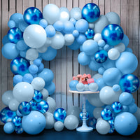 KatchOn, Huge Blue Balloon Arch Kit - Pack of 180, Different Sizes 18, 10, 5 Inches | Pastel Blue and Metallic Blue Latex Balloons for Light Blue Birthday Decorations | Ocean Themed Party Decorations