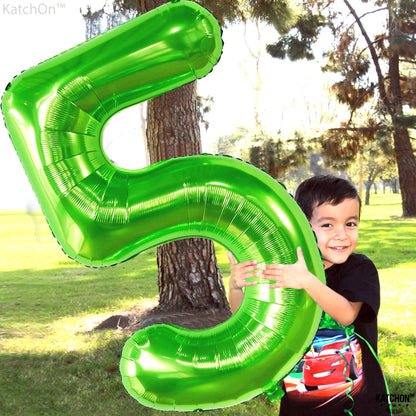 KatchOn, Light Green 5 Balloon Numbers - 40 Inch | Balloons for 5th Birthday Decorations for Boys | 5th Birthday Balloons | Dinosaur Party Decoration | Number Balloons for Anniversary Decorations