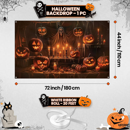 KatchOn Spooky Halloween Backdrop 72x44 Inch | Halloween Party Decorations