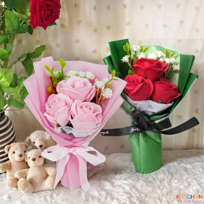 KatchOn, Artificial Rose Flower Bouquet - Pink Artificial Flowers, Birthday Gifts for Women, Girlfriend, Wife | Pink Rose Bouquet for Romantic, Appreciation, Anniversary, Gifts for Her