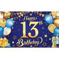 13th Happy Birthday Blue Wall Banner,Foil-US