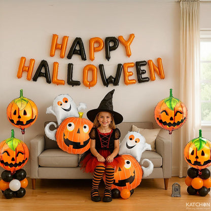 KatchOn Happy Halloween Balloons Banner, Pack of 7