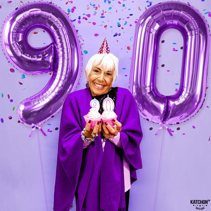 KatchOn, Big Purple 90 Balloon Number - 40 Inch | Purple 90th Birthday Balloon, 90th Birthday Decorations | Number 90 Birthday Balloon | 90th Birthday Balloons, 90th Birthday Party Decor