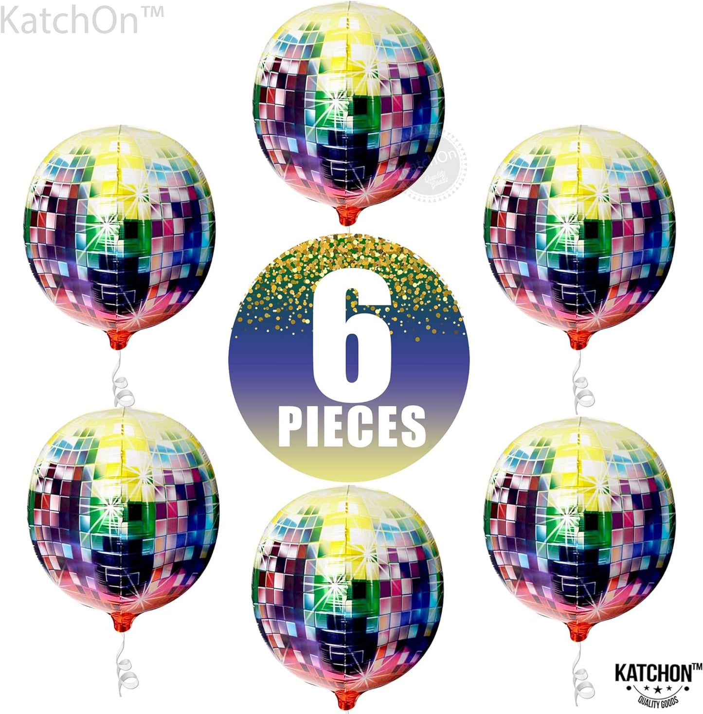 KatchOn, Big Disco Ball Balloons - 22 Inch, Pack of 6 | Disco Balloons, 80s Party Decorations | NYE Decorations 2024, Disco Party Decorations, 70s Party Decorations | Happy New Year Decorations 2024