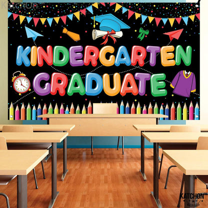 KatchOn, Kindergarten Graduation Backdrop - Large 72x44 Inch | Preschool Graduations Banner | Kindergarten Backdrop for Kindergarten Graduation Decorations 2026 | Kinder Graduation Banner
