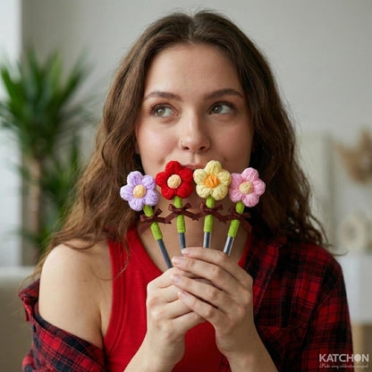 KatchOn Crochet Flower Ballpoint Pens - Pack of 4