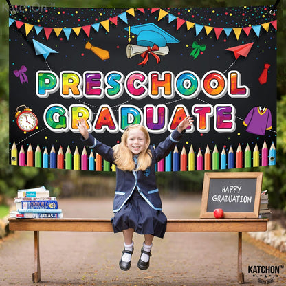 KatchOn, Preschool Graduation Banner - 72x44 Inch | Preschool Graduation Decorations 2026 | Kindergarten Grad Decoration | Congratulations Graduate Banner | Congrats Grad | Grad Party