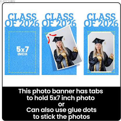 KatchOn, K-12 Graduation Photo Banner 5x7 - Large, 10 Feet | Kindergarten Grad Backdrop, Blue Decorations Class of 2026 | Grad Picture Display for Graduation Decorations 2026