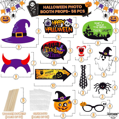 KatchOn Halloween Photo Booth Props, Pack of 56