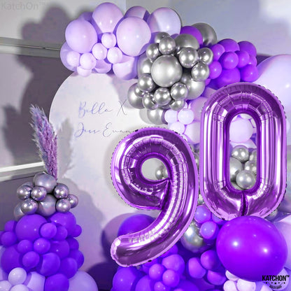 KatchOn, Big Purple 90 Balloon Number - 40 Inch | Purple 90th Birthday Balloon, 90th Birthday Decorations | Number 90 Birthday Balloon | 90th Birthday Balloons, 90th Birthday Party Decor