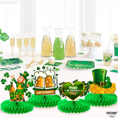 KatchOn, St Patricks Day Centerpiece Table Decorations - Pack of 9, Leprechaun Decorations | St Patricks Day Table Decorations | Honeycomb St. Patty's Day Decorations for St Patricks Day Decorations