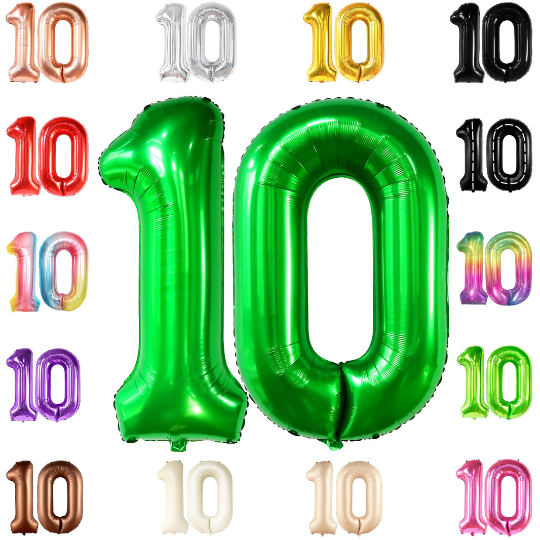 KatchOn, Giant Dark Green 10 Balloon Number - 40 Inch | 10th Birthday Decorations | Dark Green 10th Birthday Balloons for 10 Birthday Decorations Dark Green | Dark Green Number 10 Balloons