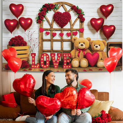 KatchOn, Valentines Day Backdrop - XtraLarge, 72x44 Inch | Valentines Day Banner for Valentines Day Decorations | Valentines Decorations | Valentines Backdrop for Wedding, Valentines Decor