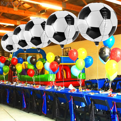 KatchOn, Large Soccer Balloons Decorations for Party - 22 Inch, Pack of 6 Soccer Ball Balloons | 4D Soccer Balloon for Soccer Party Decorations | Soccer Foil Balloons, Soccer Theme Party Decorations