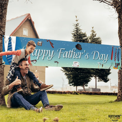 KatchOn, Happy Fathers Day Banner - XtraLarge, 120x20 Inch | Fathers Day Yard Sign Banner for Happy Fathers Day Decorations for Party | fathers Day Backdrop