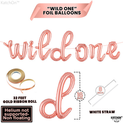 KatchOn Big Rose Gold Wild One Balloons - 16 Inch | Rose Gold First Birthday Decorations