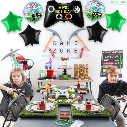 KatchOn, Huge Video Game Balloons , Pack of 7 - Video Game Birthday Decorations | Gaming Balloons, Gamer Birthday Party Decoration | Gamer Balloon for Birthday Party | Level Up Birthday Decorations