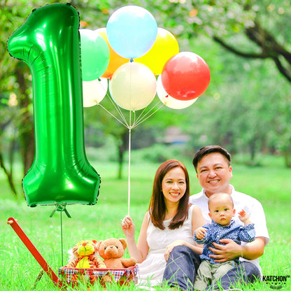 KatchOn, Green 1 Balloon Number for First Birthday - 40 Inch | Number One Balloons For Wild One Birthday | 1 Balloons for 1st Party Decorations | Green 1 Balloon For Happy Anniversary Decorations
