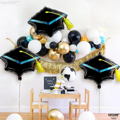 Graduation Decorations 2026 | Big Graduation Cap Balloon - 22 Inch, Pack of 4 | graduation Balloons, Grad Hat for Graduations Decorations Class of 2026 | Grad Foil Balloons, KatchOn