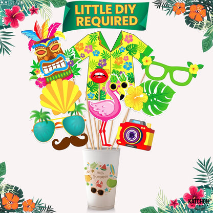 KatchOn 50 Pcs Tropical Hawaiian Photo Booth Props | Luau Party Decorations | luau photo booth props, Hawaiian Party Decorations | Luau Photo Props, Aloha Party Decorationsm, Pool Party Decorations