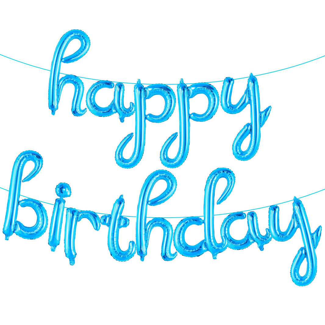 KatchOn, Blue Happy Birthday Balloon Banner - 16 Inch Happy Birthday Cursive Sign, Blue happy Birthday Banner, blue birthday Decorations | birthday Balloon for Birthday Party Supplies