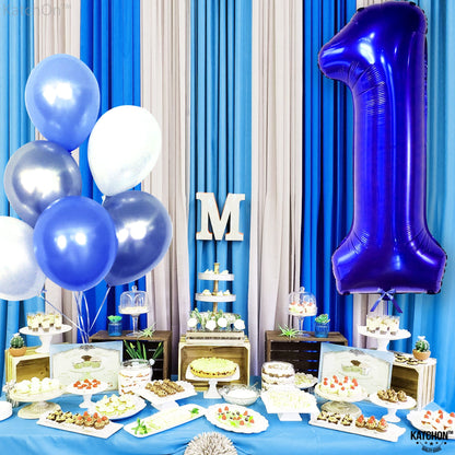 KatchOn, Blue 1 Number Balloon for First Birthday - Big,40 Inch | Blue Number 1 Balloon for First Birthday | Navy Blue Number One Balloon | 1st birthday decorations Boy