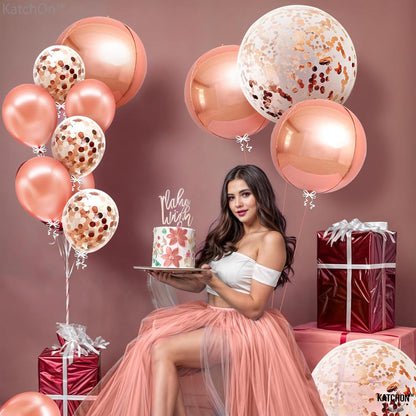 KatchOn, Huge Rose Gold Balloons With Confetti - 36 Inch, Pack of 21 | Rose Gold Confetti Balloons For Weddings | Engagement Party Decorations | Rose Gold Birthday Balloons | Bachelorette Party |