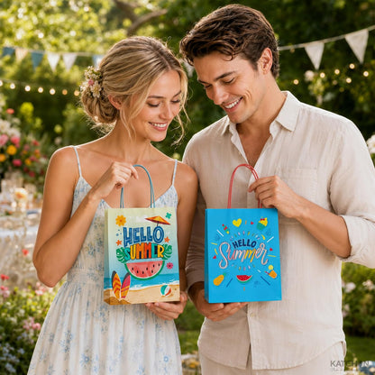 KatchOn, 16 Pcs Hello Summer Gift Bags | Summer Party Decorations | Summer Themed Gift Bags, Luau Party Decorations, Pool Party Goodie Bags, Pool Party Decorations, Tropical, Hawaiian Docor