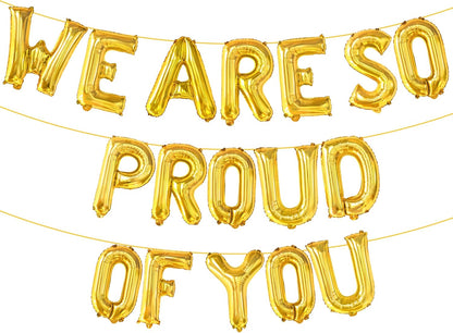 KatchOn, We Are So Proud Of You Balloons - 16 Inch, Gold Congratulations Balloons | We are so proud of you banner for Congratulations Decoration 2026 | Gold Grad Banner for Graduation Decorations 2026