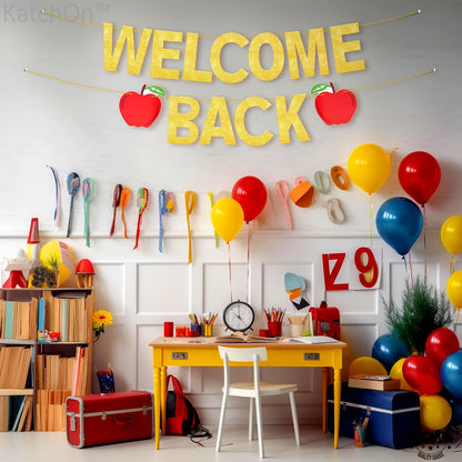 KatchOn Glitter Welcome Back Banner Pre Strung - 10 Feet, Classroom Decor