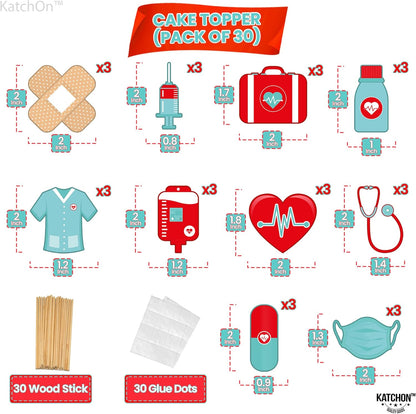 Katchon, Nurse Cupcake Toppers 2026 - Pack of 30 | Nurse Party Decorations | Medical Cake Decorations | Nurse Themed Party Decorations | 2026 Graduation Decorations