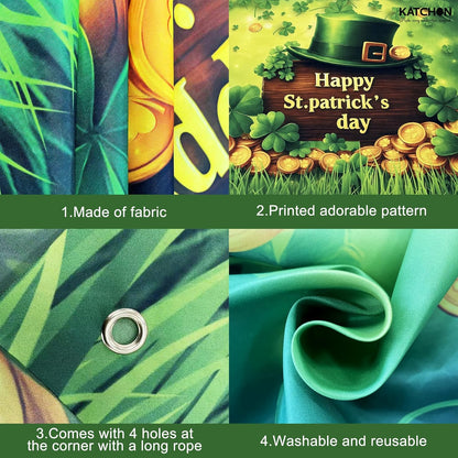 Happy St Patrick's Day Banner - 72x44 Inch | St Patricks Day Backdrop for Photography | Happy St Patricks Day Decorations Banners | Shamrock Decorations | St Patricks Day Decor Banner wall poster