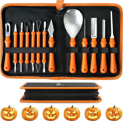 KatchOn, Professional Pumpkin Carving Kits - Pack of 31 | Halloween Pumpkin Carving Tools, 13 Pcs Heavy Duty Stainless Steel | 18 Pcs Pumpkin Carving Stencils for Halloween Decor Jack-O-Lanterns