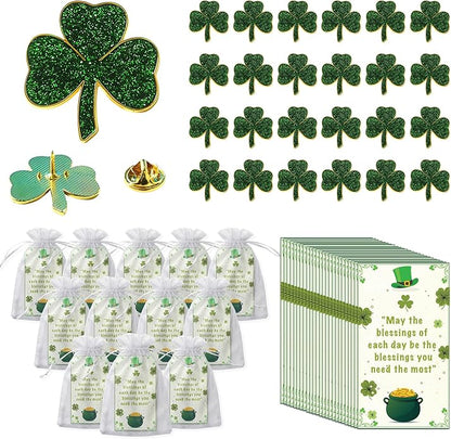 KatchOn, St Patricks Day Party Favors - Pack of 25 | St Patricks Day Pins with Blessing Cards and Gift Bags | St Patricks Day Accessories for St. Patrick's Day Decorations