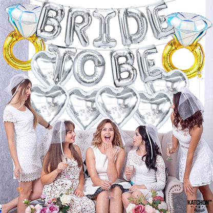 KatchOn Silver Bride To Be Balloons Set - Pack of 17 | Bachelorette Party Decorations Silver | Bride Balloons, Bridal Shower Decorations | Bridal Shower Sign