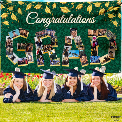 KatchOn, Congratulations Graduation Photo Banner - 72x44 Inch | Personalized Graduation Banner, Graduation Decorations Class of 2026 | Green Graduation Backdrop for 2026 Graduation Decorations 2026