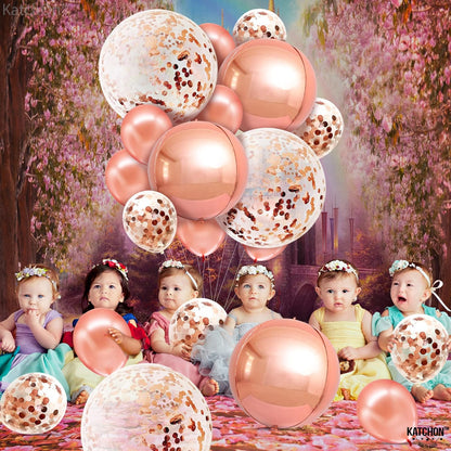 KatchOn, Huge Rose Gold Balloons With Confetti - 36 Inch, Pack of 21 | Rose Gold Confetti Balloons For Weddings | Engagement Party Decorations | Rose Gold Birthday Balloons | Bachelorette Party |