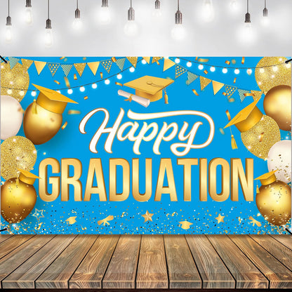 KatchOn, Happy Graduation Banner Blue and Gold - XtraLarge 72x44 Inch | Graduation Backdrop 2026, Graduation Decorations 2026 | Congratulations Banner for 2026 Graduation Decorations