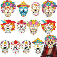 KatchOn, Halloween Face Mask, Pack of 12 | Halloween Party Supplies, Dia De Los Muertos Decorations | Sugar Skull Mask for Day of the Dead Party Decorations | Sugar Skull Decor Dia De Los Muertos Mask