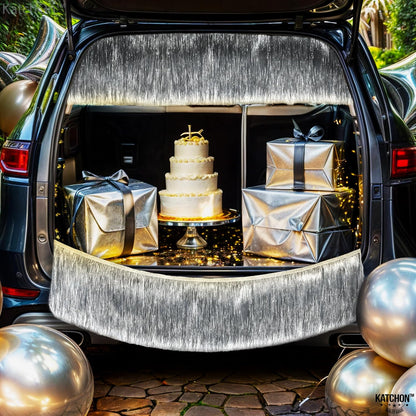 KatchOn, XtraLarge Silver Fringe Banner - 6.5 Feet, Pack of 2 | Fringe Garland for Party Prom Decorations 2025 | Silver Banner for Graduation Decorations 2025