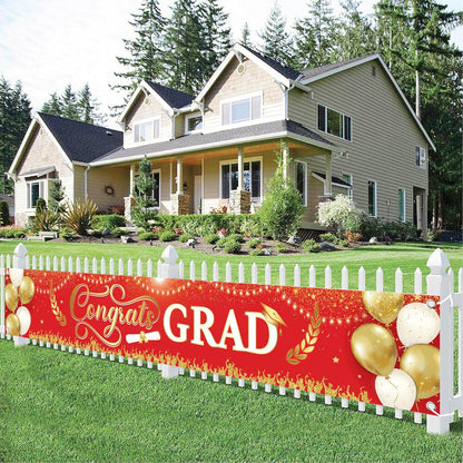 Graduation Decorations 2026 | Xtralarge Red And Gold Congrats Grad Banner 2026-120x20 Inch | Graduation Yard Banner | Congrats Grad Yard Banner | Graduation Yard Signs | Katchon