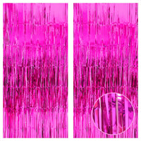 KatchOn, XtraLarge Hot Pink Fringe Backdrop - 3.2x8 Feet, Pack of 2 | Hot Pink Streamers Backdrop for Pink Party Decorations, Birthday, Bachelorette , Wedding, Baby Shower, Gender Reveal Decorations