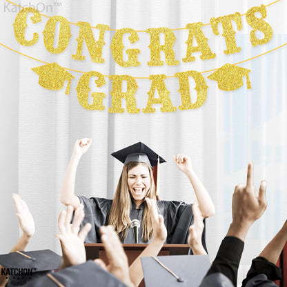 Graduation Decoration 2026 | Glitter Gold Congrats Grad Banner 2026 - No DIY, 10 Feet | Gold Congrats Grad Sign for Graduation Decorations Class of 2026, KatchOn