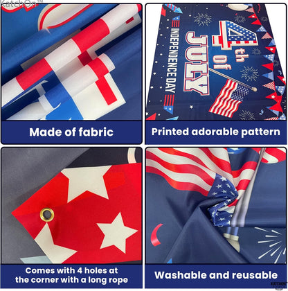 KatchOn, XtraLarge 4th of July Backdrop- 72x44 Inch | 4th of July Wall Banner for 4th of July Decorations | Independence Day Wall Decorations | Fourth of July Party Decorations, Patriotic Decorations