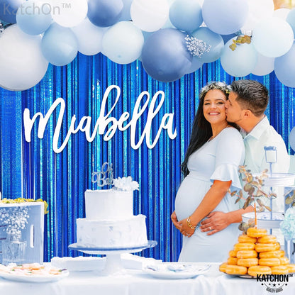 KatchOn, XtraLarge Blue Iridescent Streamers - 6.4x8 Feet, Pack of 2 | Blue Tinsel Backdrop for Ocean Themed Party Decor | Blue Streamers Backdrop for Blue Decorations, Under The Sea Party Decorations