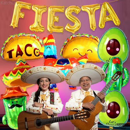 KatchOn, Fiesta Party Decorations - Pack of 14 | Taco Balloons, Fiesta Balloons for Taco Party Decorations | Cactus Balloons, Cinco de Mayo Balloons | Mexican Party Decorations, Fiesta Decorations