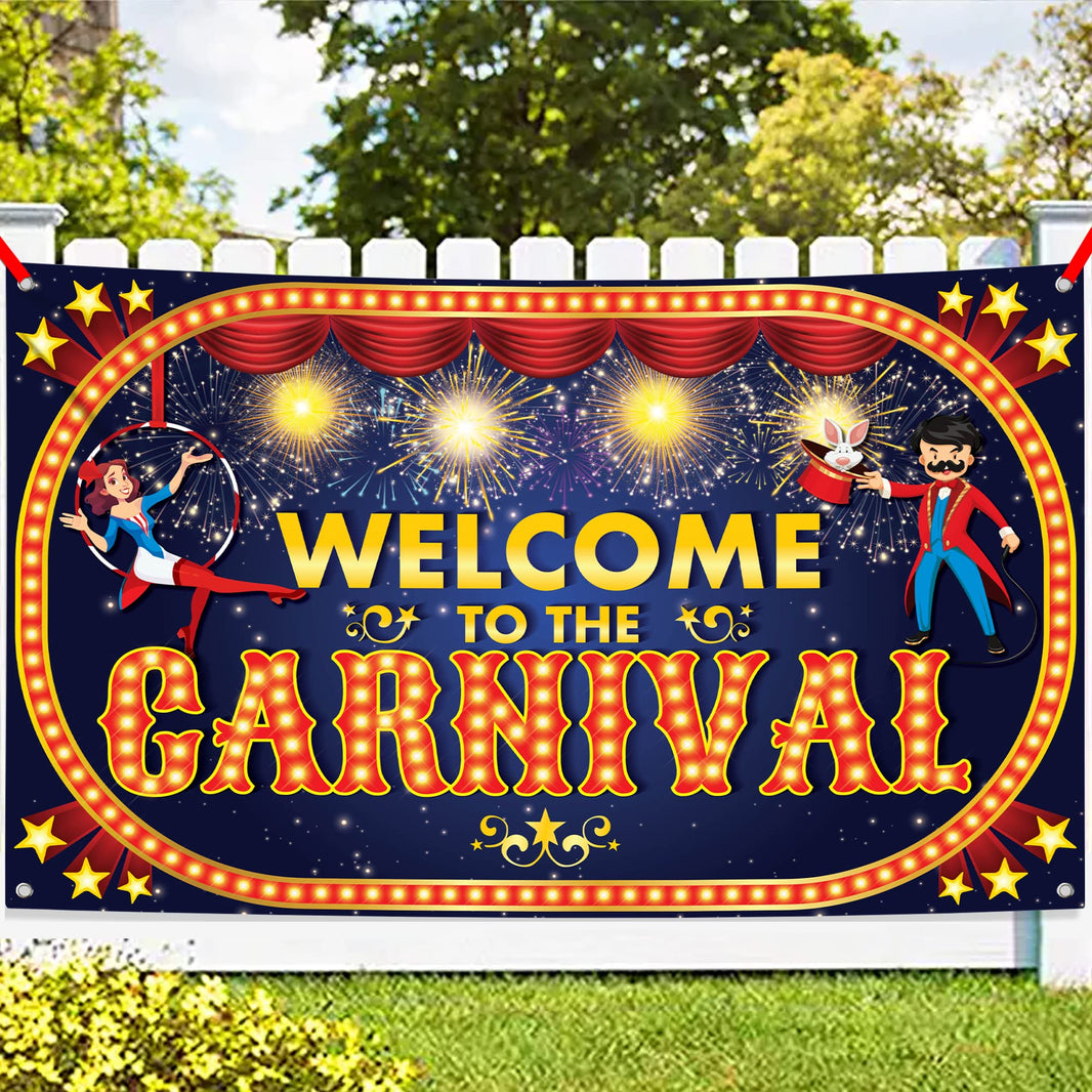KatchOn, Welcome to The Carnival Banner - XtraLarge, 72x44 Inch | Carnival Games | Carnival Backdrop for Birthday Party | Circus Theme Party Decorations | Carnival Banner for Circus Decoration